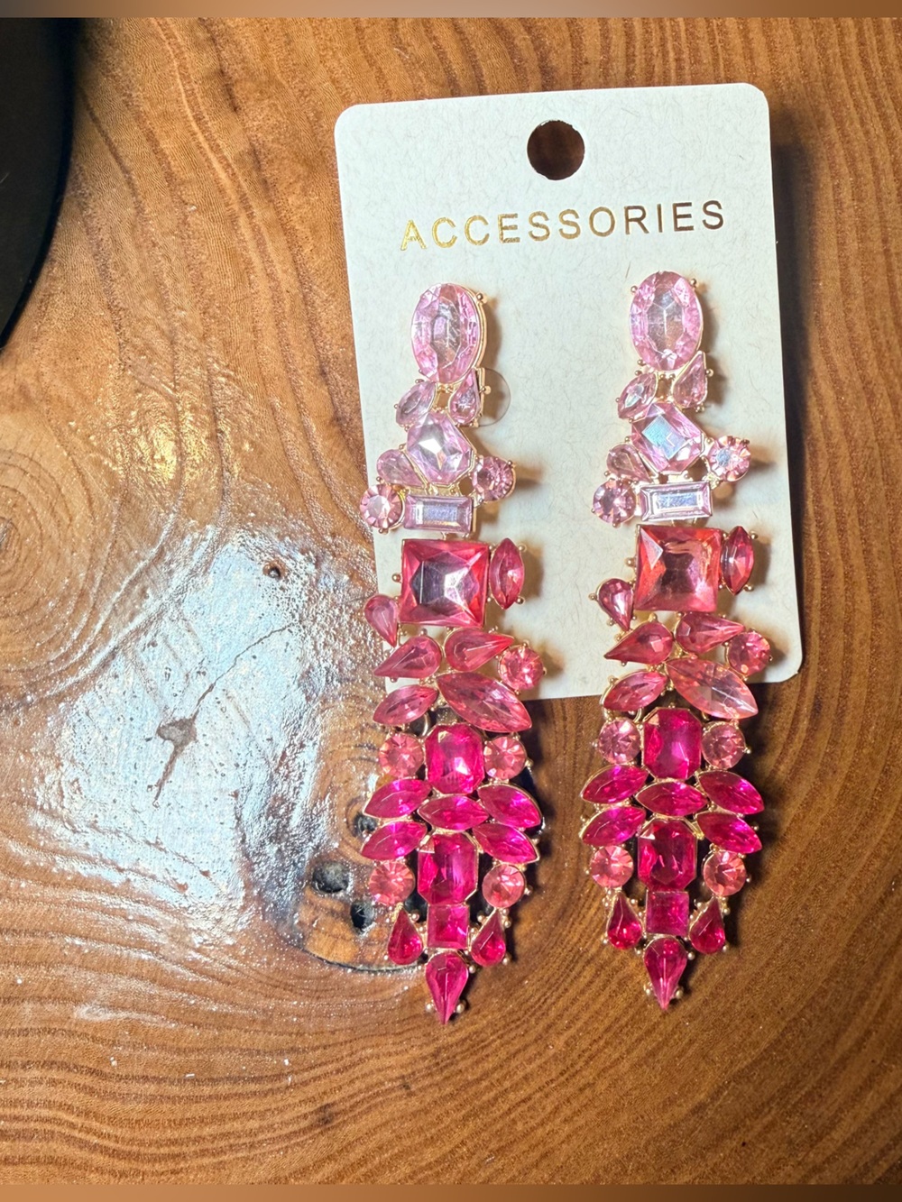 Accessorize Fuchsia and Light Pink Crystal Drop Earrings